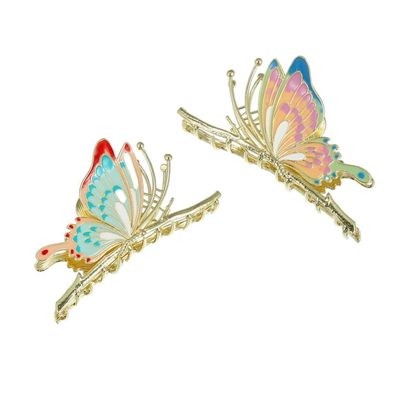 Unique Bargains 2pcs Butterfly Metal Hair Clip Hair Claw for Women Non-Slip Claw Clip Fashion Hair Accessories Gold Tone