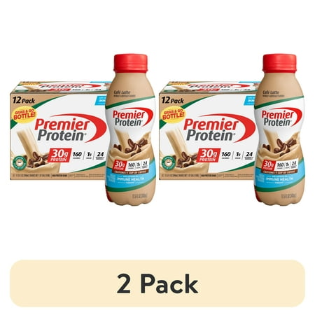 (2 pack) Premier Protein Shake, Café Latte, 30g Protein, 11.5 fl oz, 12 Ct