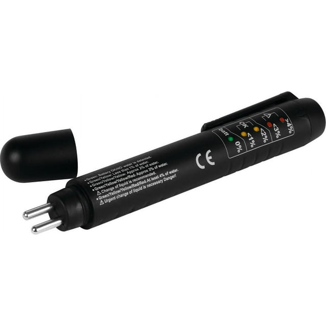 Performance Tool Brake Fluid Contamination Tester W181 Use To Determine Moisture Level In Brake Fluid; 5 LED Indicator Readout Percentage Of Moisture; Battery Powered; With AAA Battery