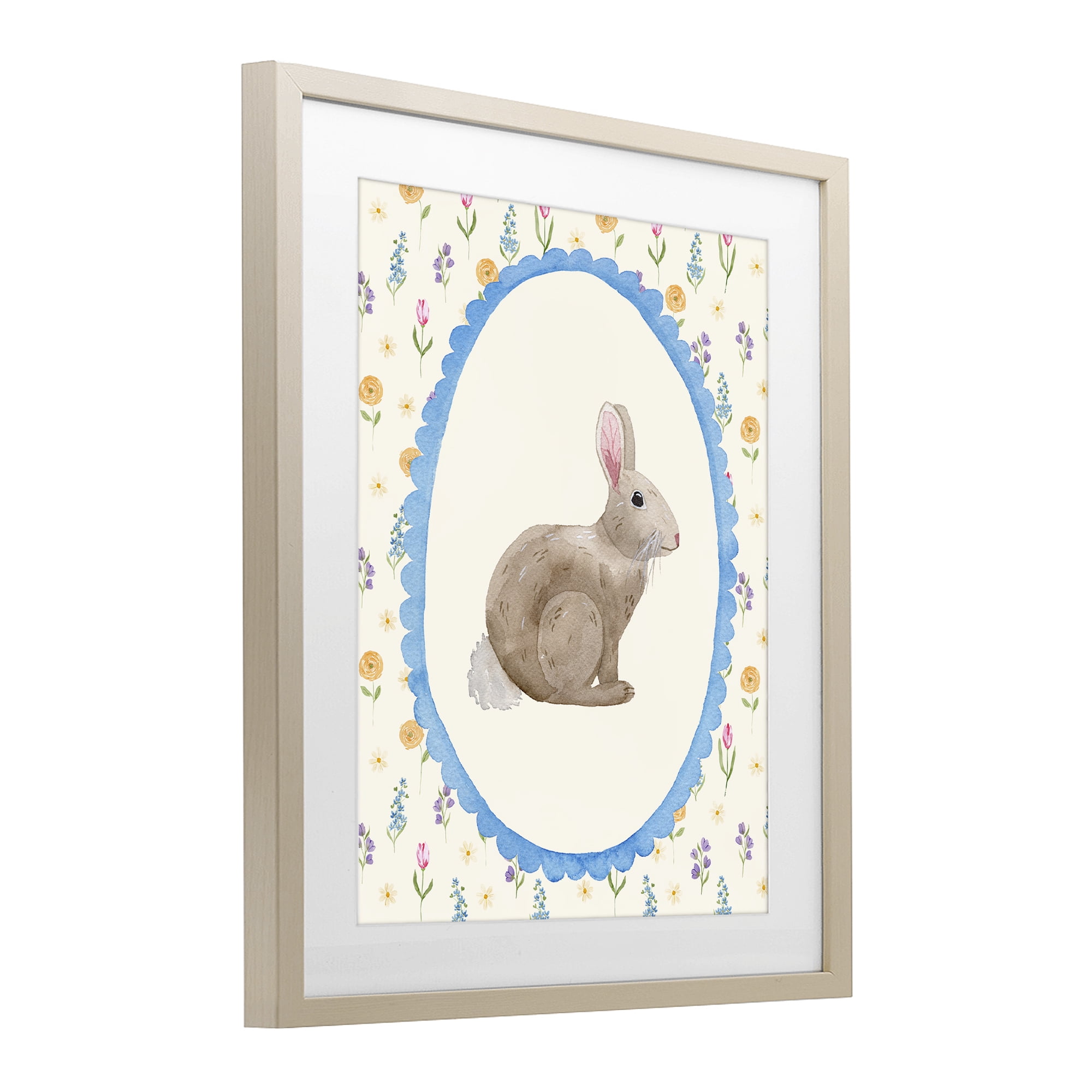 Stupell Industries Delicate Spring Bunny Florals Birch Framed Print Under Glass, design by Nina Jacobs