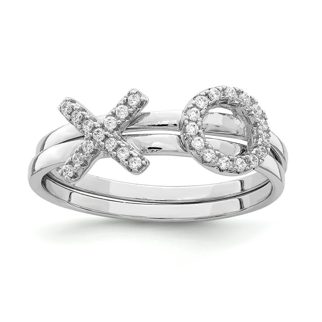925 Sterling Silver Cubic Zirconia Cz X O 2 Ring Set Love