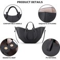thumbnail image 3 of Chic French-Inspired Faux Leather Tote with Ruffled Wing Design - Versatile Single Shoulder/Underarm Carry, Spacious 42x8.5x25cm Small Size, Includes Detachable Pouch, Lightweight 0.9kg, Black PU, 3 of 6