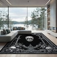 thumbnail image 2 of ODIKA 6'x9' Washable Area Rug Skull Gothic Skeleton Medallion With Victorian Filigree Accents for Dining Room, Under Table, Office Décor, Non-Slip Chair-Friendly, 2 of 7