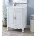 thumbnail image 2 of Benton Collection 26" Distressed White Cottage Bathroom Vanity with White Marble Top, 2 of 5