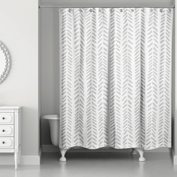 Creative Products Grey Modern Herringbone 71x74 Shower Curtain