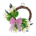 thumbnail image 2 of YingYouFu Spring Artificial Tulip Bow Wreath, Home Decoration Door Hanger Ornament, Faux Flower Rattan Wreath for Wall Hanging Front Door Garden Entryway White, 2 of 6