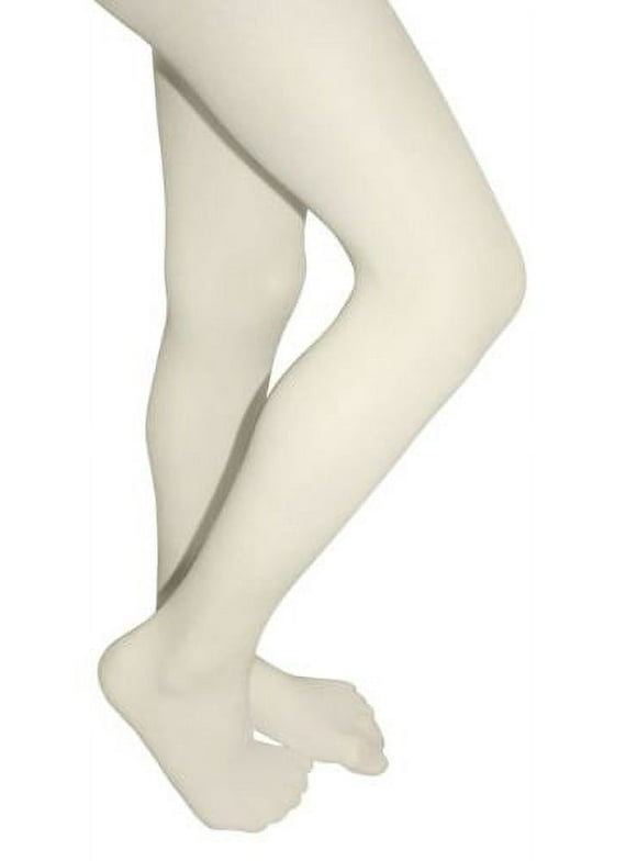 Butterfly Girls Microfiber School Tights Uniform Hosiery Footed Stockings (A, Ivory)