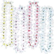 Silk N Petals 36" White Plumeria Hawaiian Flower Lei Necklace Costume Accessory
