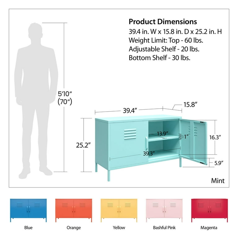Novogratz Cache 2 Door Wide Metal Locker Accent Storage