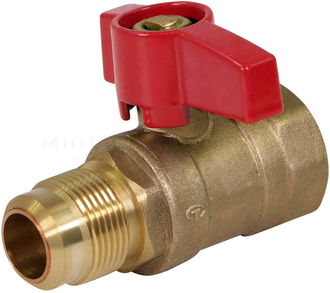 Midline Valve LxF1212GAS Premium Brass Gas Ball Valve, with 1/2 in. x 1/2 in. Flare x FIP Connections