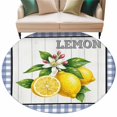 thumbnail image 2 of Lemon Round Living Room Rugs 7 ft, Summer Fruit Floral Wood Grain Blue Plaid Washable Area Rug with Non-Slip Sturdy Edge Binding Round Carpet for Kitchen Office Bedroom, 2 of 9