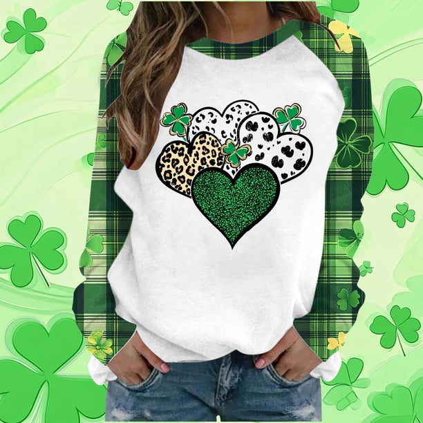 TaTaai Womens St Patricks Day Graphic Raglan Sweatshirt Long Sleeve Crewneck Casual Pullover Loose Fit Holiday Top Gift