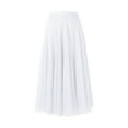 thumbnail image 3 of VUPSGEZ Basic Casual Elastic Waist Solid Flared Midi Skirt Women'S Pleated Skirt Mesh Skirt Fairy Skirt Mid Length Long Skirt Dance Skirt Women’S Pleated Maxi Skirt(White,M), 3 of 3