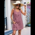 thumbnail image 4 of Vestido de Verano para Mujer, Sin Mangas, con Bolsillos, Informal, Corto, Corte A, Cuello Redondo. Rosa S, 4 of 9
