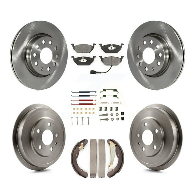 Transit Auto Front Rear Disc Brake Rotors Semi-Metallic Pads and Drum Kit (7Pc) for Car 2011-2012 Volkswagen Jetta rear brakes with 280mm Diameter Rotor K8S-102402