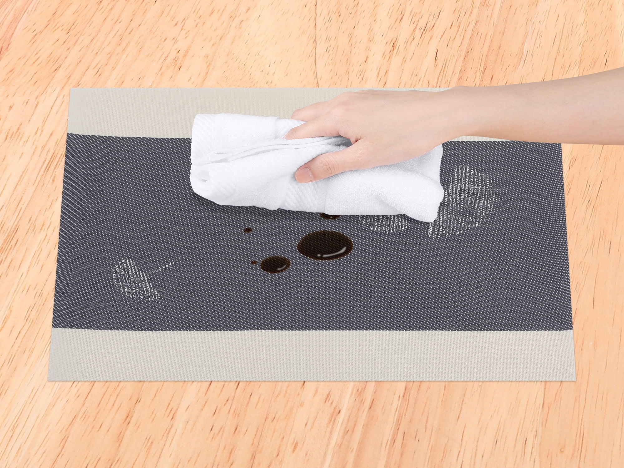 Unique Bargains Set of 6 Placemats for Kitchen Dining Table Decor Brown
