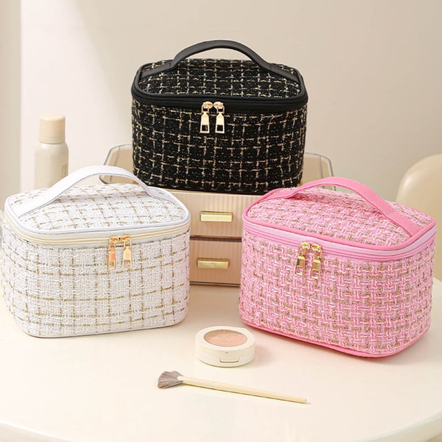 Fiudx Bolsa de Maquillaje de Gran Capacidad, Organizador de Cosméticos Portátil, Elegante Diseño de Neceser, Cierre de Cremallera Fácil de Usar, Bolsa de Viaje Multiusos, Uso Diario, Tamaño 21 X 14 X