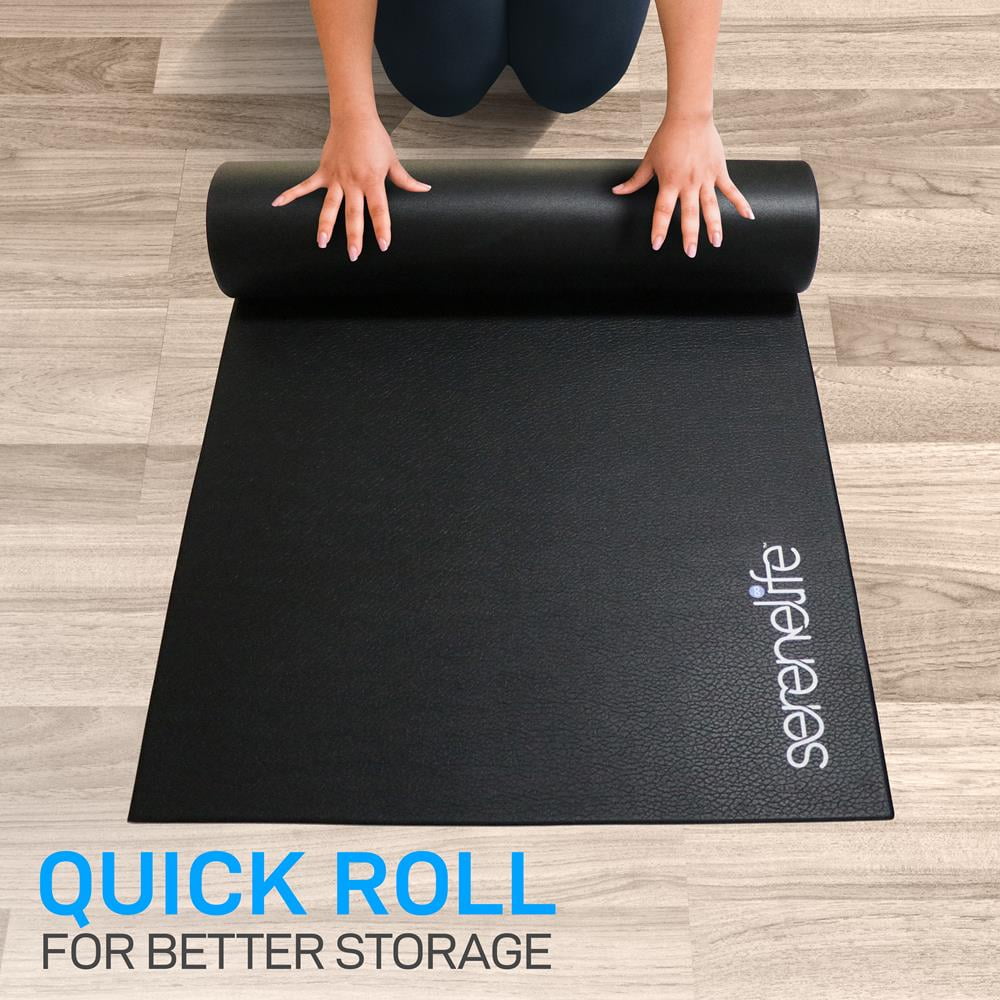 SereneLife Premium Portable Fitness Exercise Mat - 36" x 72" Non-Slip Gym Training Equipment Floor Protection - Yoga, Workout, Jump Rope - for Bigger Treadmill, Elliptical, Bike, Bench, Power Rack