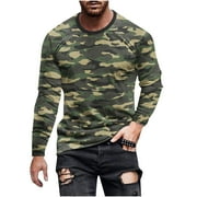 BSDJILFG Big and Tall Camo Shirts for Men Loose Fit Graphic T-Shirt Long Sleeve Crew Neck Tees Pullover Sports Tops Rollbacks,S-5XL