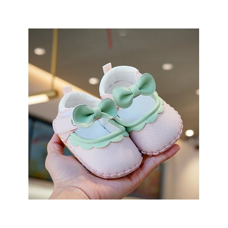 

Bellella Infant Princess Dress Shoe First Walkers Mary Jane Soft Sole Crib Shoes Magic Tape Flats Party Wedding Pink 3C