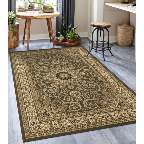 Luxe Weavers Oriental Floral Medallion Green 9x12 Area Rug, Indoor ...
