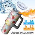 thumbnail image 5 of 40oz Pioneer Flower Floral Print Pattern Insulated Tumbler with Handle, BPA-Free Leak Proof Lid and Straws, Double Wall Vacuum, Hot 12h/Cold 34h, 5 of 6