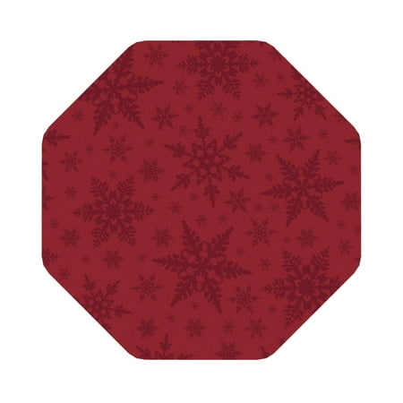 

Salouo Christmas Red Snowflakes Print Round Coaster Drink Coasters Leather Bar Beer Beverage Coasters for Drinks Set of 4 for Tabletop Protection Coffee Table Decor