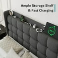 thumbnail image 5 of ipormis Full Size Bed Frame with Charging Station，Upholstered Platform Bed Frame  with Wingback Storage Headboard, No Box Spring Needed, Dark Grey, 5 of 8