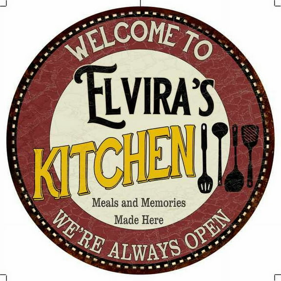 Elvira's Kitchen 14" Round Metal Sign Bar Game Room Wall Decor 100140040462