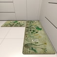 thumbnail image 3 of Kitchen Mats for Floor Set of 2, Elegant Waterlily Design Non-Slip Kitchen Anti Fatigue Rugs Washable, 17"x47" + 17"x29", Green, 3 of 7