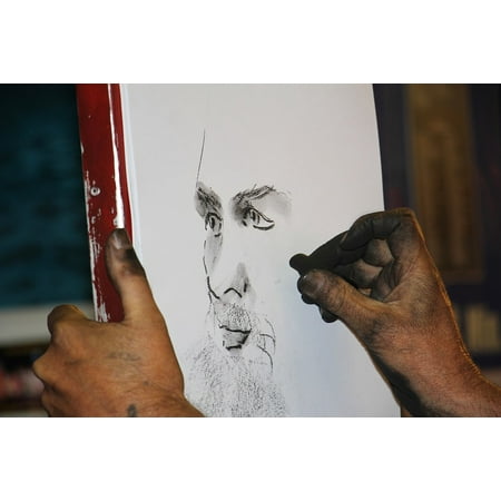 Pencil Charcoal Drawings - Laminated Poster Charcoal Pencil Charcoal Drawing Portrait Profile Poster Print 24 x 36