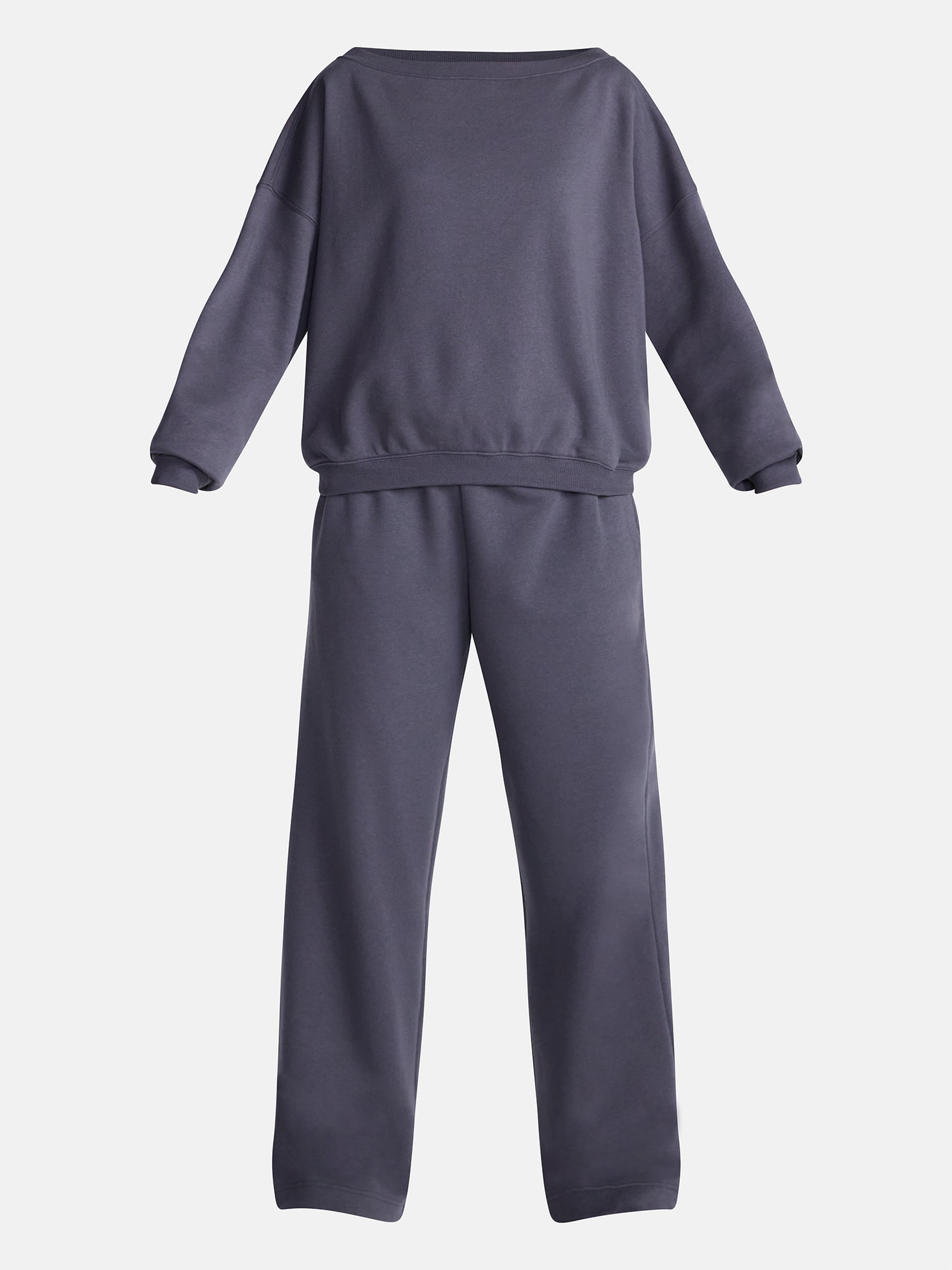 No Boundaries Fleece Sweatshirt and Wide Leg Pants Set, 2 Piece, Women’s and Women's Plus Sizes XXS-4X
