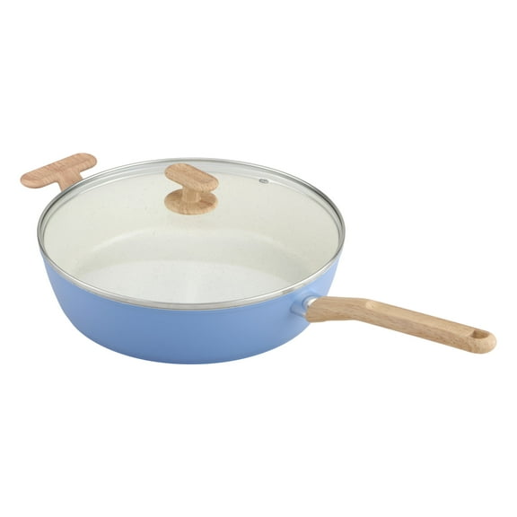 GoodCook Healthy Ceramic Titanium-infused Jumbo Cooker w/ Lid, 11 Inch, Light Blue