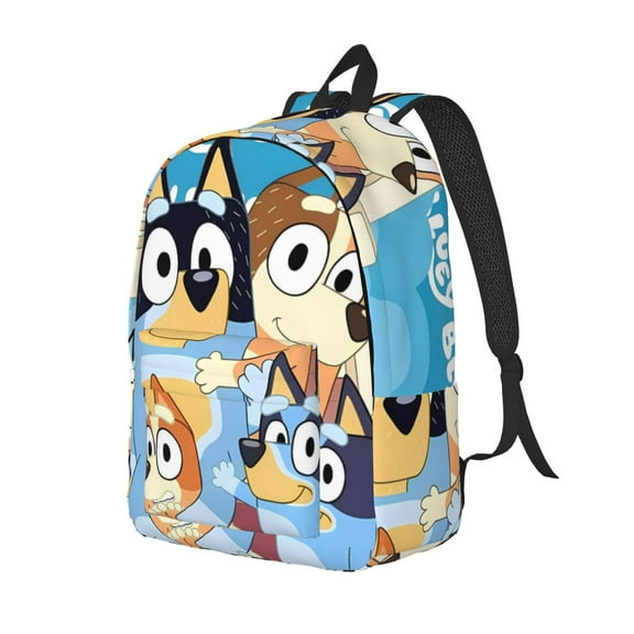 Kowoue Bluey Pattern Canvas Backpack – Student Double Shoulder Bag, Durable & Lightweight Canvas School & Outdoor Backpack-Small