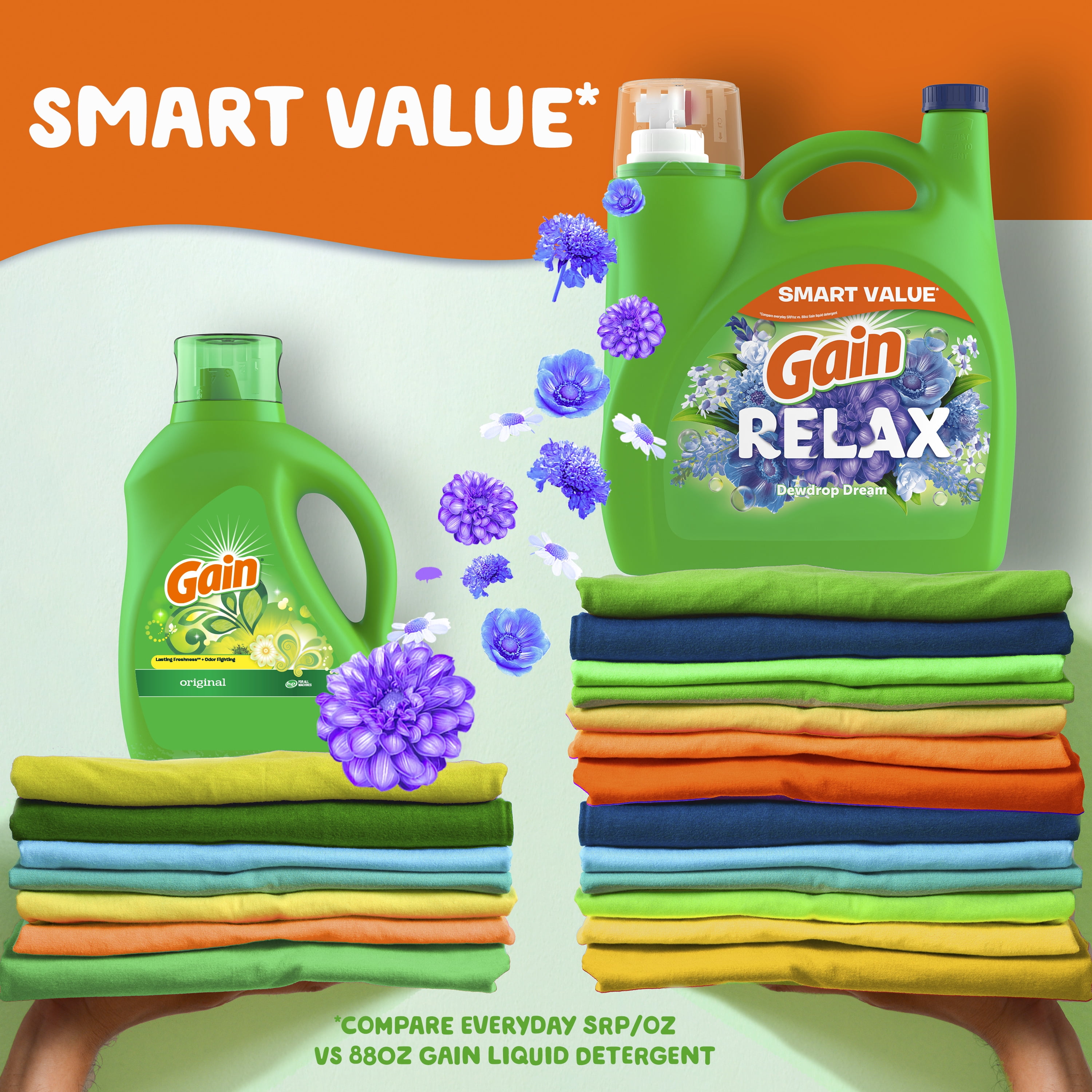 Gain Liquid Laundry Detergent, Dewdrop Dream Scent, 154 fl oz, 107 Loads, HE