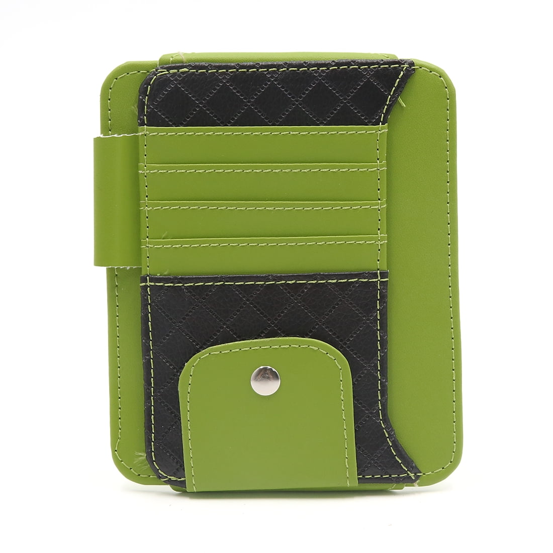 1 Glasses Holder Gunuine Leather Auto Vehicle Sun Visor Organizer with 10 CD Slots 1 Pen Holder 1 Money Pocket 4 Credit Card Pockets
