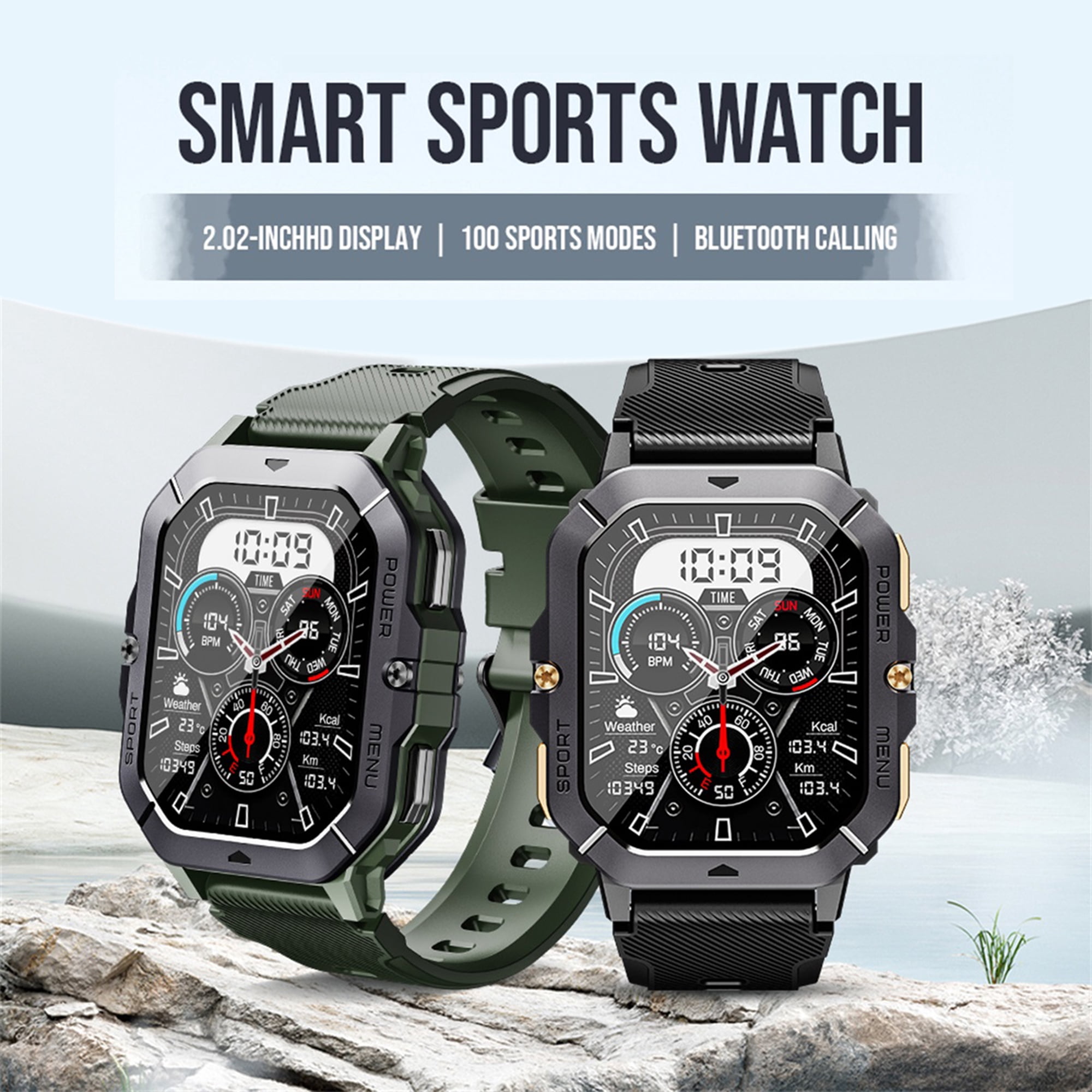 SKMEI Military Smart Watches for Men (Answer/Make Calls), 2.02'' Fitness Smart Watch for Android and iPhone, Waterproof Fitness Tracker, 100+ Sport Modes，Mens Watch