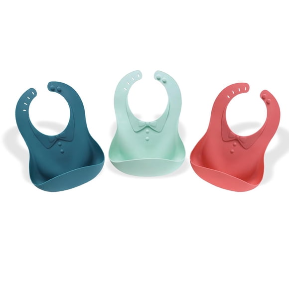 Set de 3 Baberos para Bebé con Contenedor de Migajas Match & Enjoy Babero con contenedor de migajas con diseño de camisa