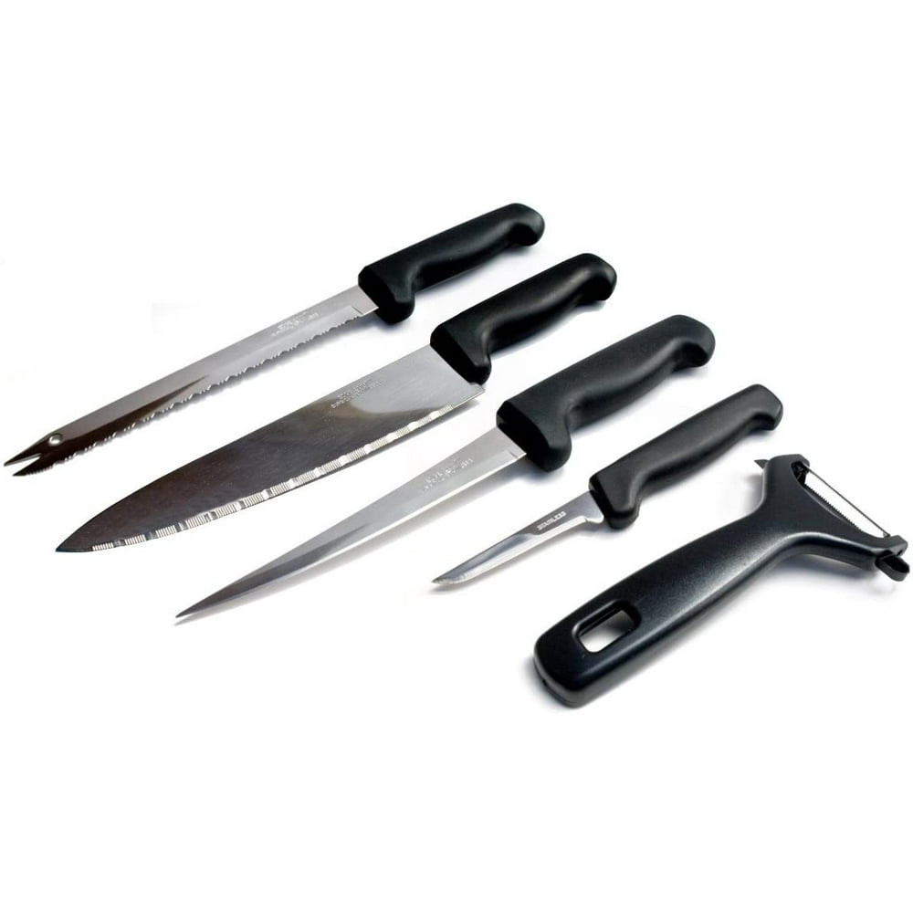 5 Pc Stainless Steel Kitchen Starter Knife Set Chef Knife, Bread