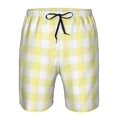 thumbnail image 3 of Sikiie Lemon Yellow Checkboard Print Men's Beach Shorts, High Elastic Quick-drying Shorts - with Drawstring and Slip Pockets, Suitable for Beach, Sports, Vacation-Small, 3 of 6