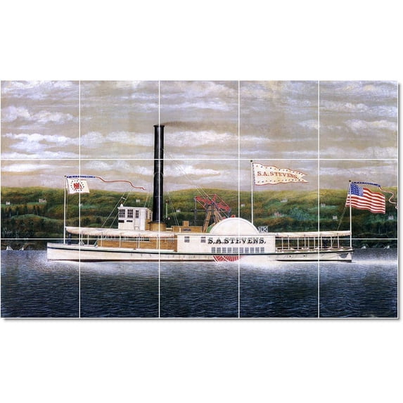 Ceramic Tile Mural-James Bard Ships Tile Mural Modern Remodeling. 40" w x 24" h using (15) 8 x 8 ceramic tiles