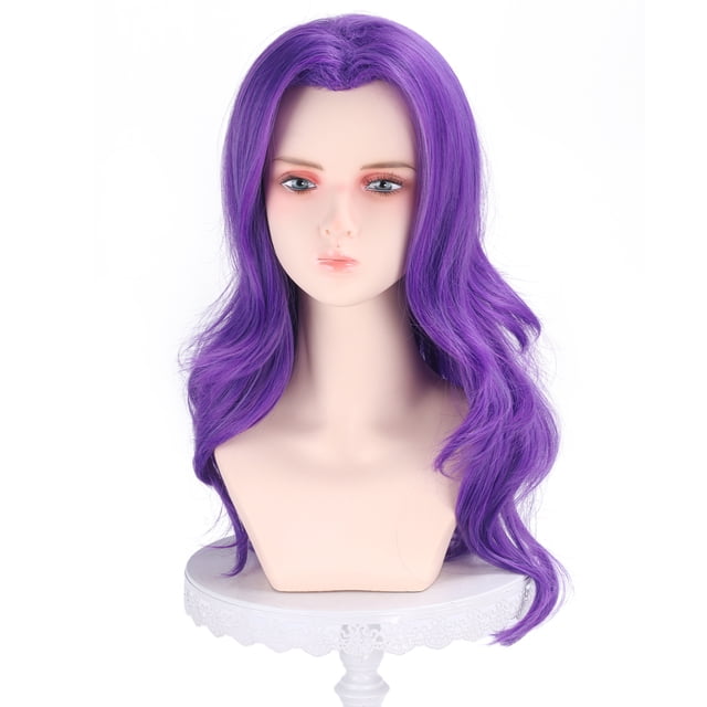 Peluca para cosplay, pelo sintético largo y ondulado, color morado, 60 cm, para todas las edades