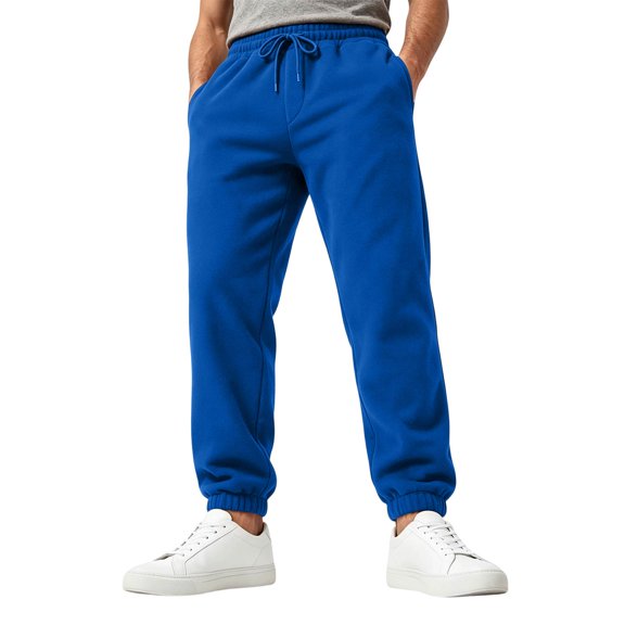 Men's Jogger Sweatpants Drawstring Elastic Waist Tapered Leg Solid Color Casual Athletic Lounge Pants with Pockets
