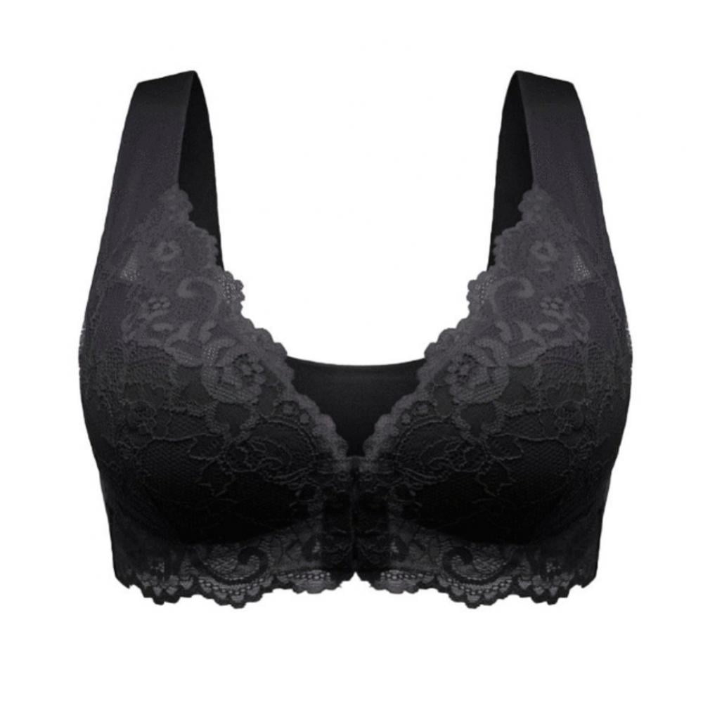 Orchip Women Padded Wireless Bra Floral Lace Front Closure Push up Thin ...