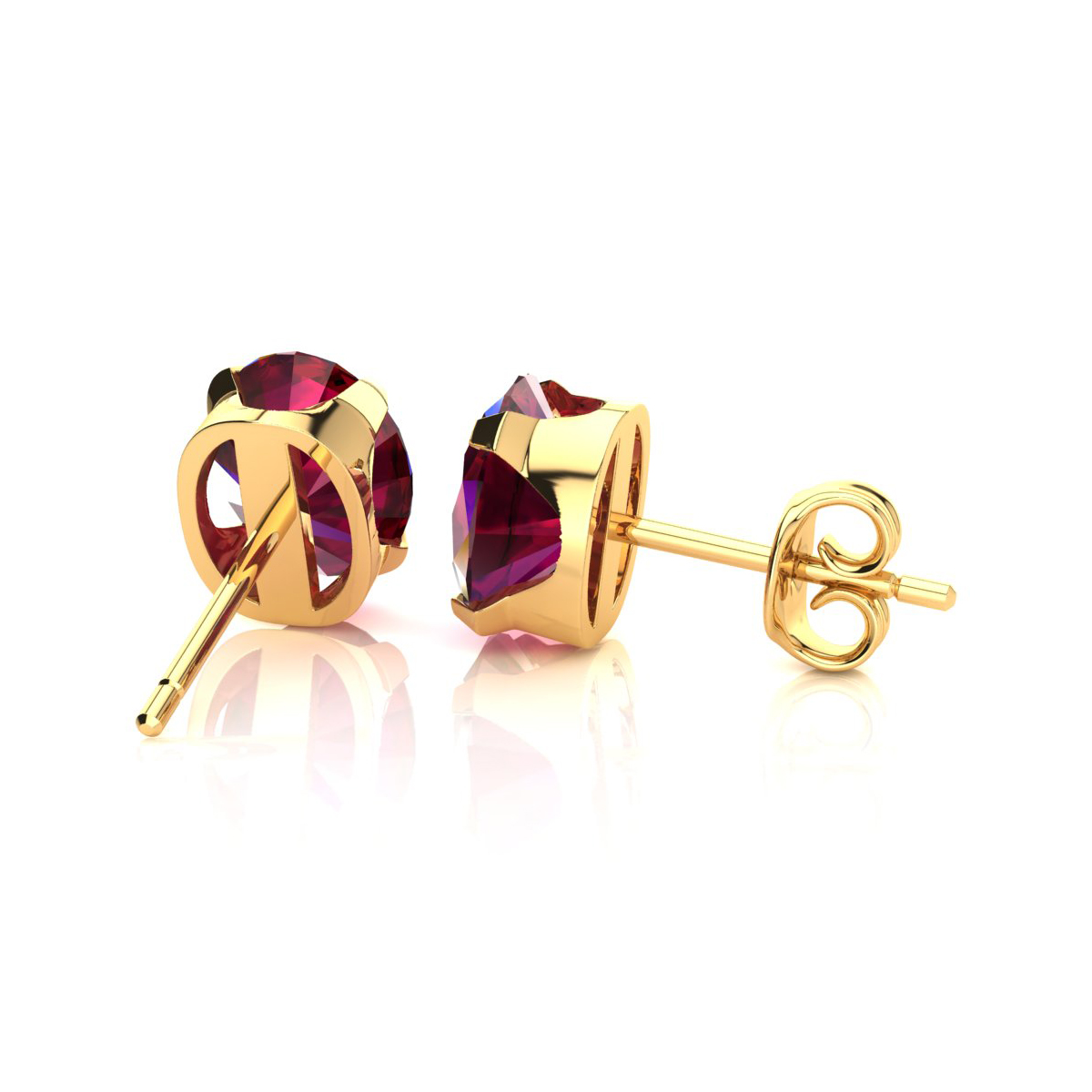SuperJeweler 3 Carat Oval Shape Ruby Stud Earrings In 14K Yellow Gold Over Sterling Silver For Women