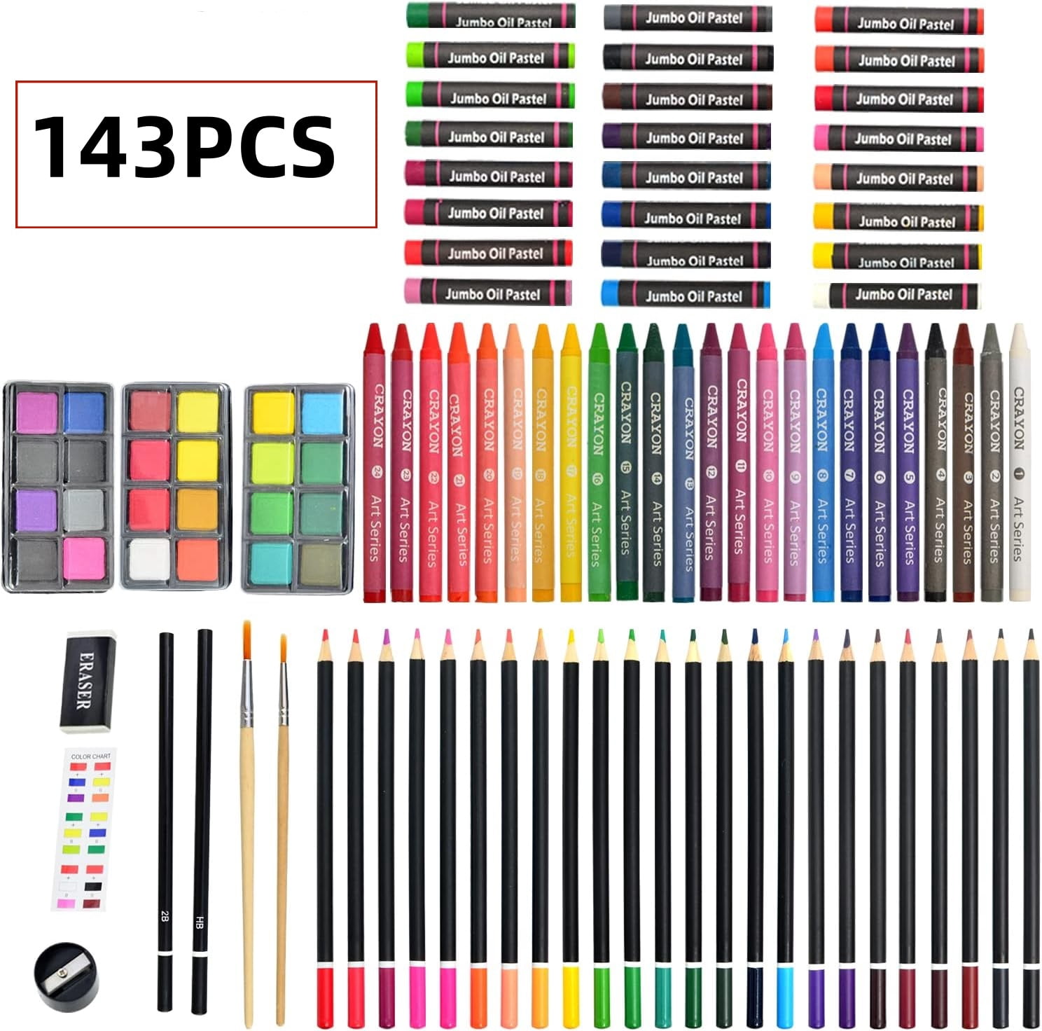 Wooden Box Art Coloring Set,143 Pieces Art Drawing Supplies,Art Painting Coloring Kit,Art Supplies,Portable Art & Crafts Supplies for Kids,Adult,Teens,Christmas New Year Gift for Kids Teens