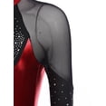 thumbnail image 6 of vastwit Women Sparkly Color Block Long Sleeve Gymnastics Leotard Athletic Bodysuit Figure Skating Ballet Dancewear Black&Red XL, 6 of 7
