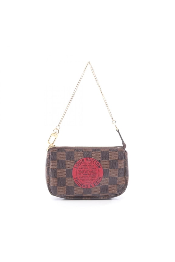 Pre-Owned Louis Vuitton Mini Pochette Accessoires Damier Ebene T&B Handbag, Coated Canvas...