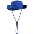 thumbnail image 5 of Wide Brim Hiking Fishing Safari Boonie Bucket Hats 100% Cotton UV Sun Protection For Men Women Outdoor Activities S/M Royal Blue, 5 of 7