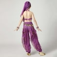 thumbnail image 7 of Purple Girls Middle Eastern Belly Dance Costume Set - 100% Polyester 5-13 Years with Coin Embellishments & Flowy Harem Pants, Complete Performance Outfit,Size 5-7 T, 7 of 7